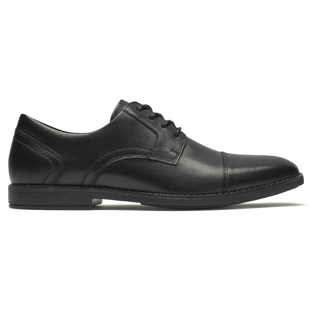 Rockport Oxfords For Mens Black - Slayter Cap Toe Blucher - WH8460715